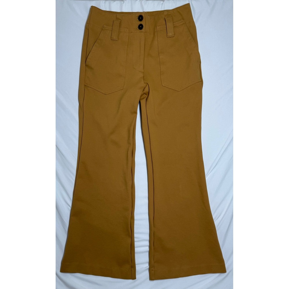 Maeve Anthropologie The Naomi Ponte Wide-Leg Flare Pants Brown Size 4
